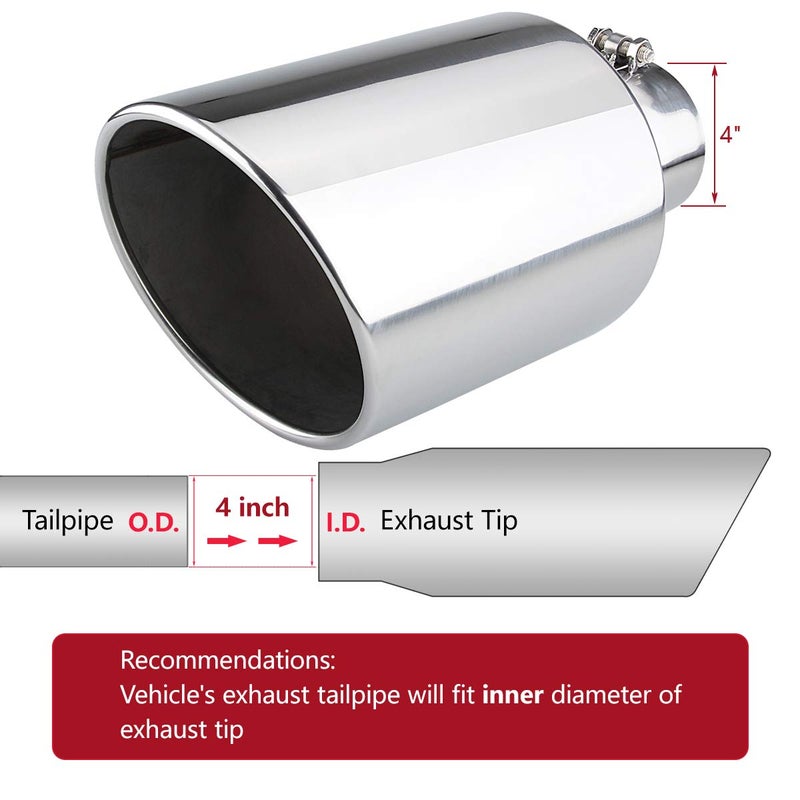 LCGP 4 inch Inlet Diesel Truck Tailtip, 8 inch Outlet Exhaust Tip, 15 inch Length Muffler Tip, Rolled End Angle Cut - Image 5